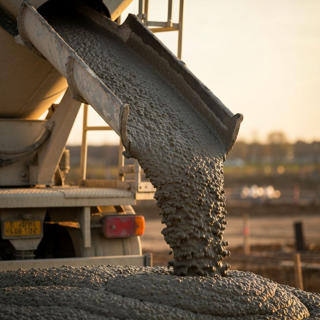 Concreto sendo despejado em obra
